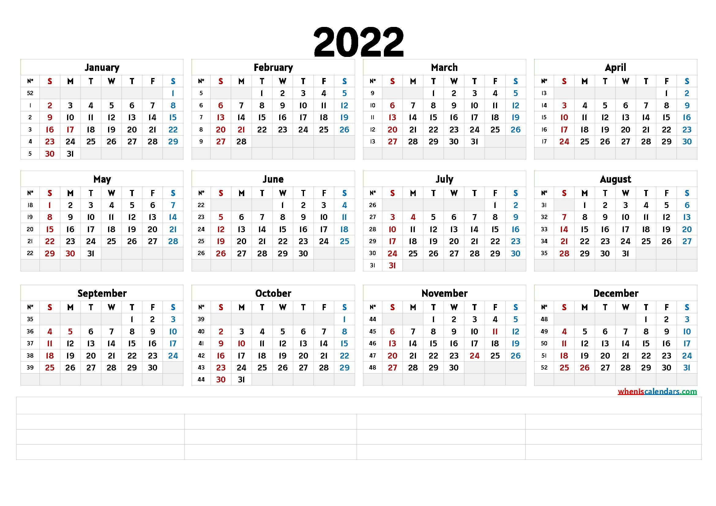 Free Printable 2022 Calendar Templates - Calendraex