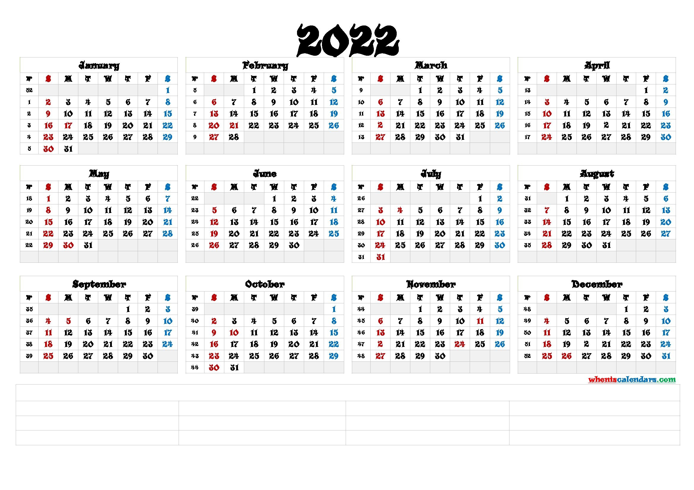 Free Printable 2022 Calendar Templates [Premium Templates]