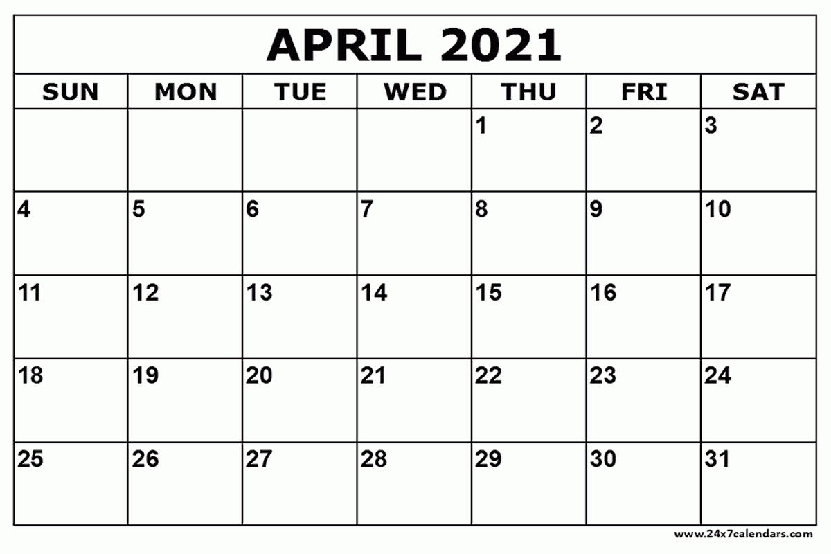 Free Calendar April 2021 – April 2022