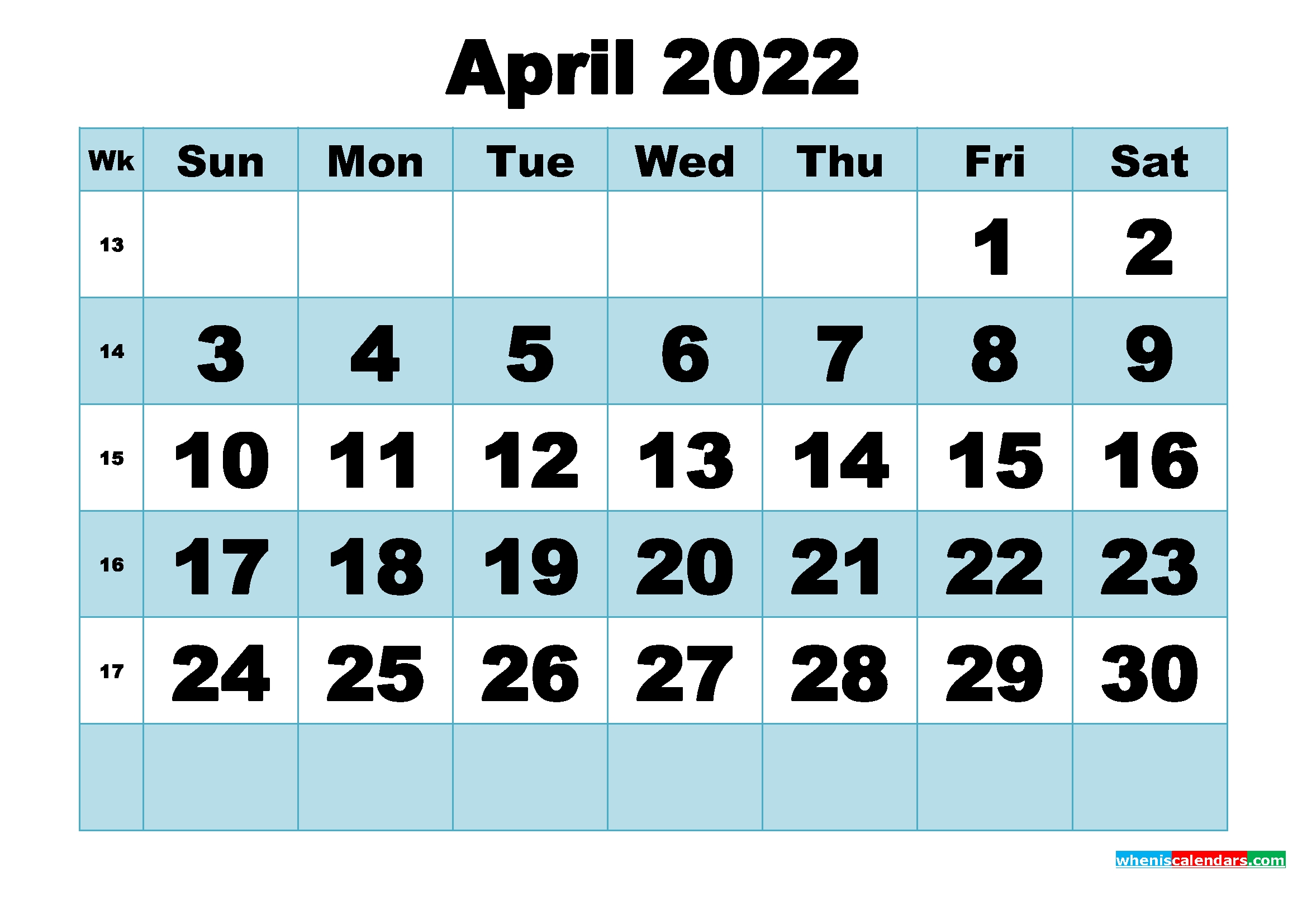 April May 2022 Calendar Printable