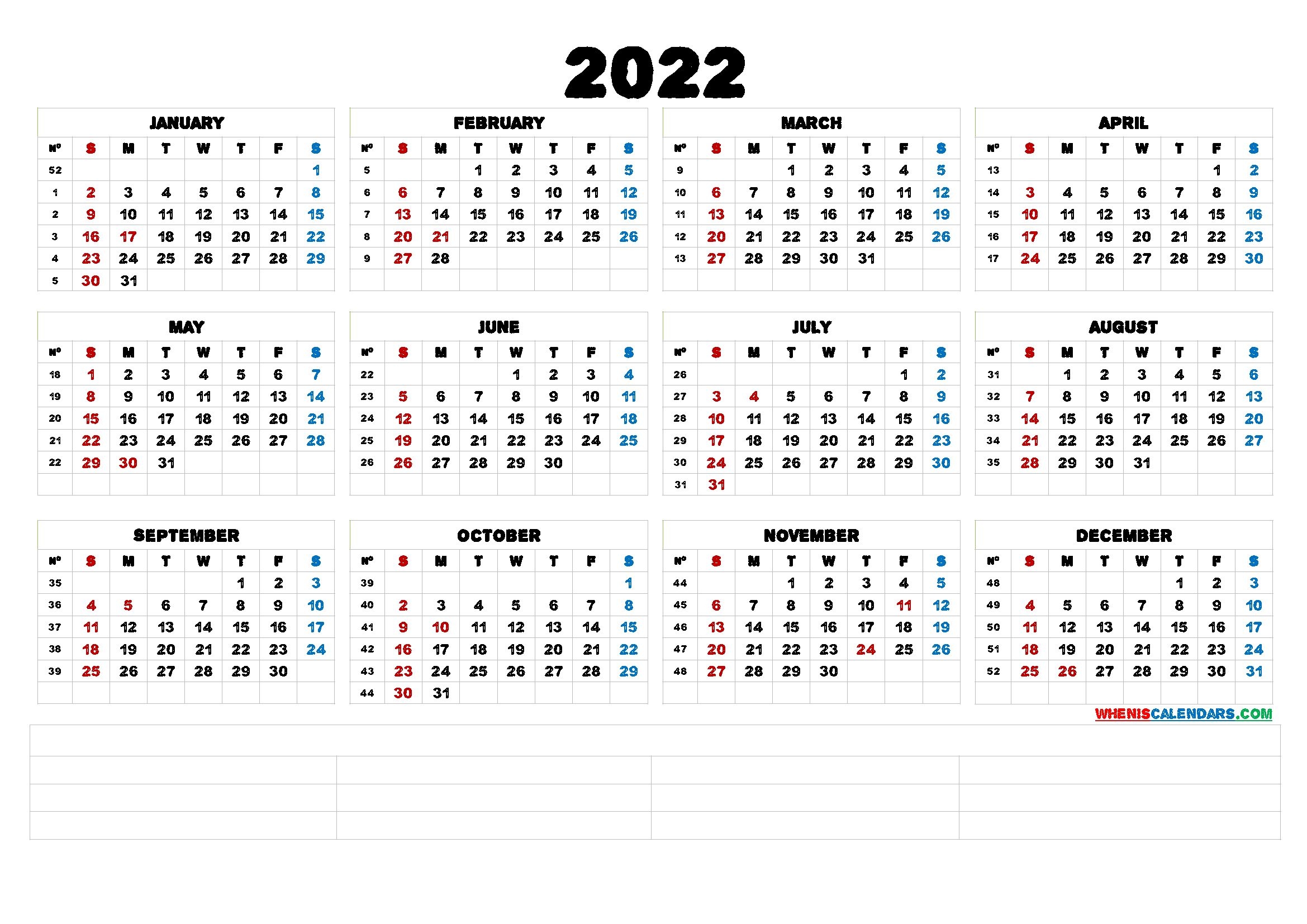 Free Printable Calendar 2022 With Holidays | Printable