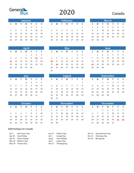 Free Printable Calendar In Pdf, Word And Excel - Canada