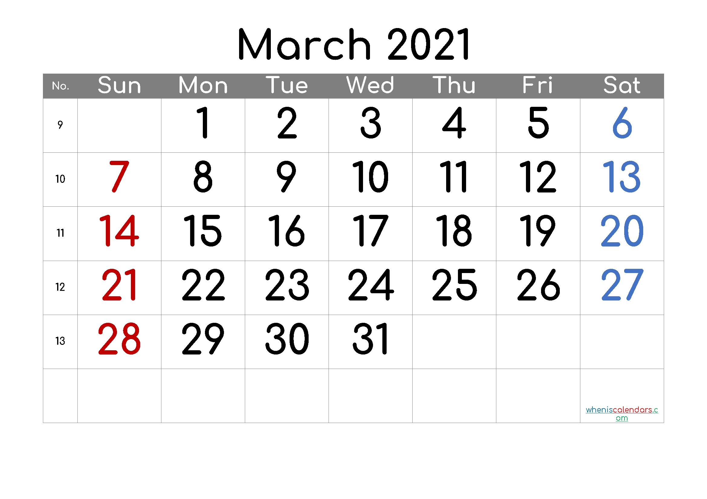 Free Printable Calendar March 2021 2022 And 2023