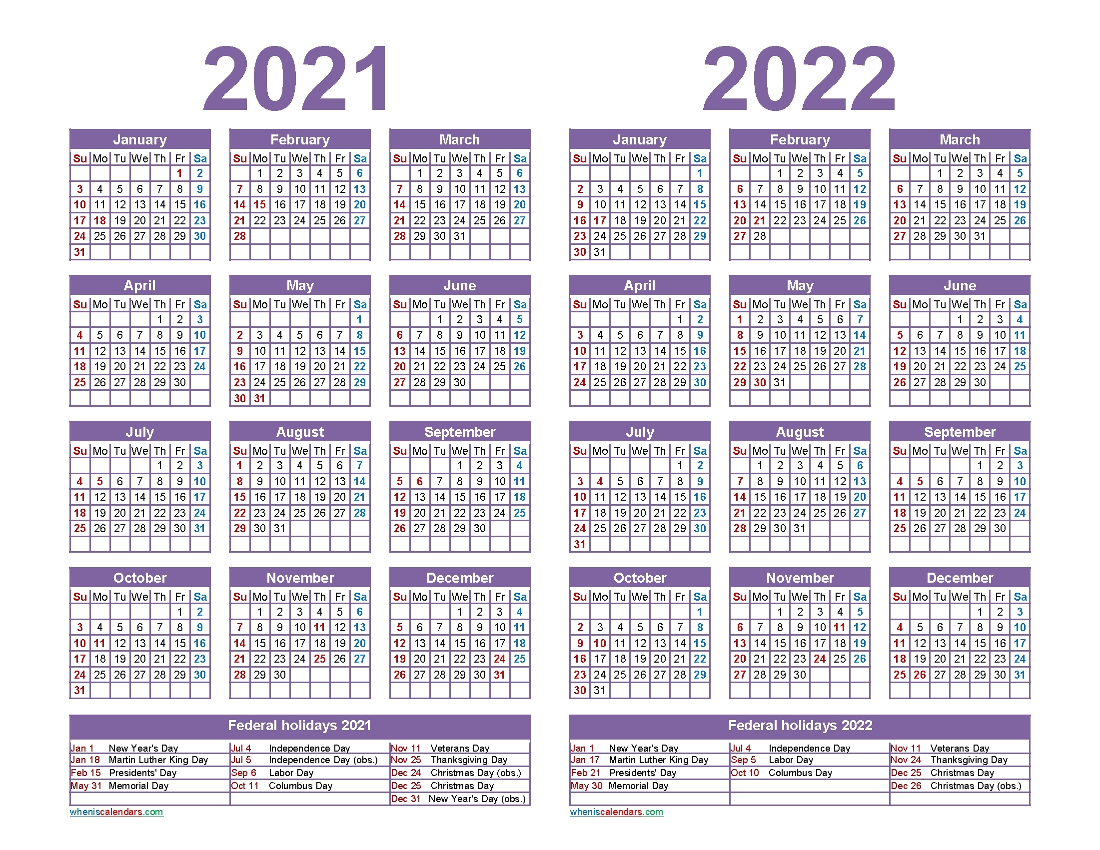 Universal 2021 Calendar 2022 Excel