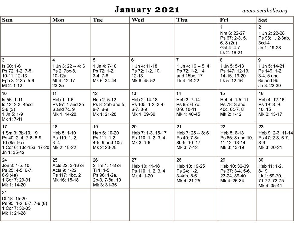 Free Printable Catholic Calendar 2021 / Download 2021 And