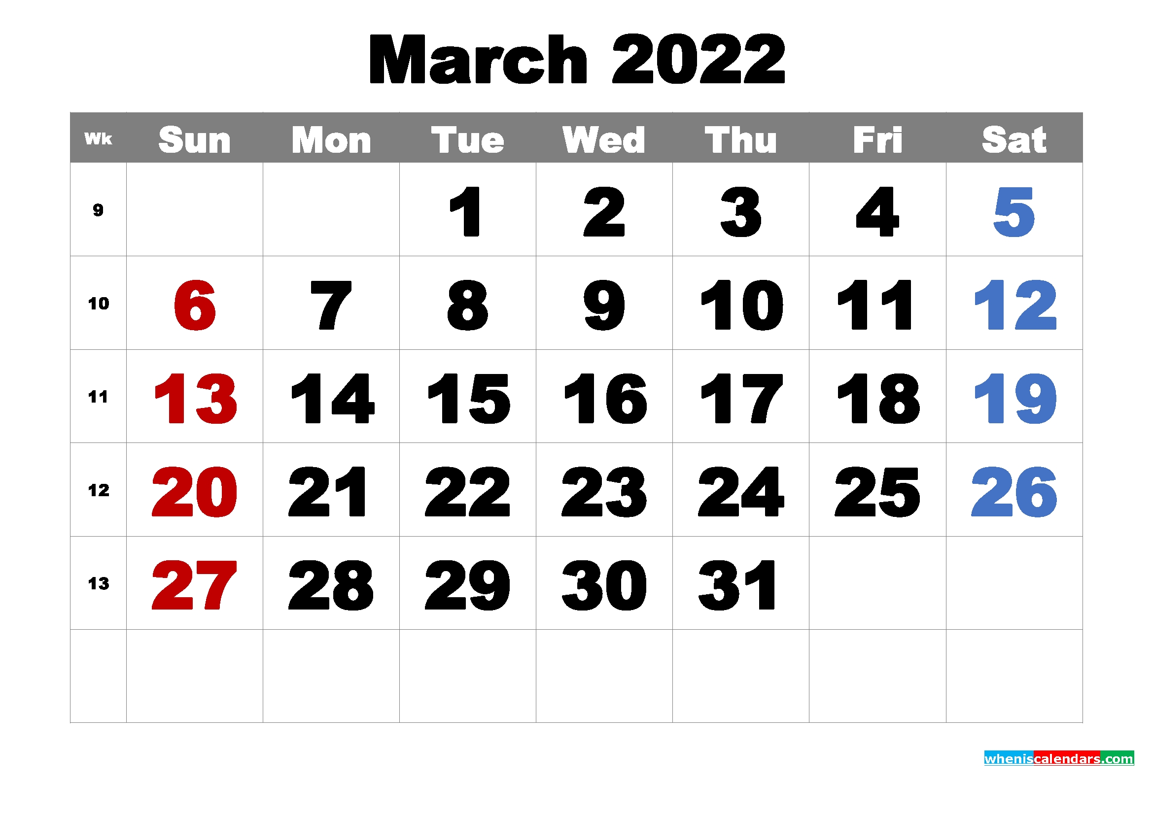 Free Printable March 2022 Calendar Word, Pdf, Image | Free