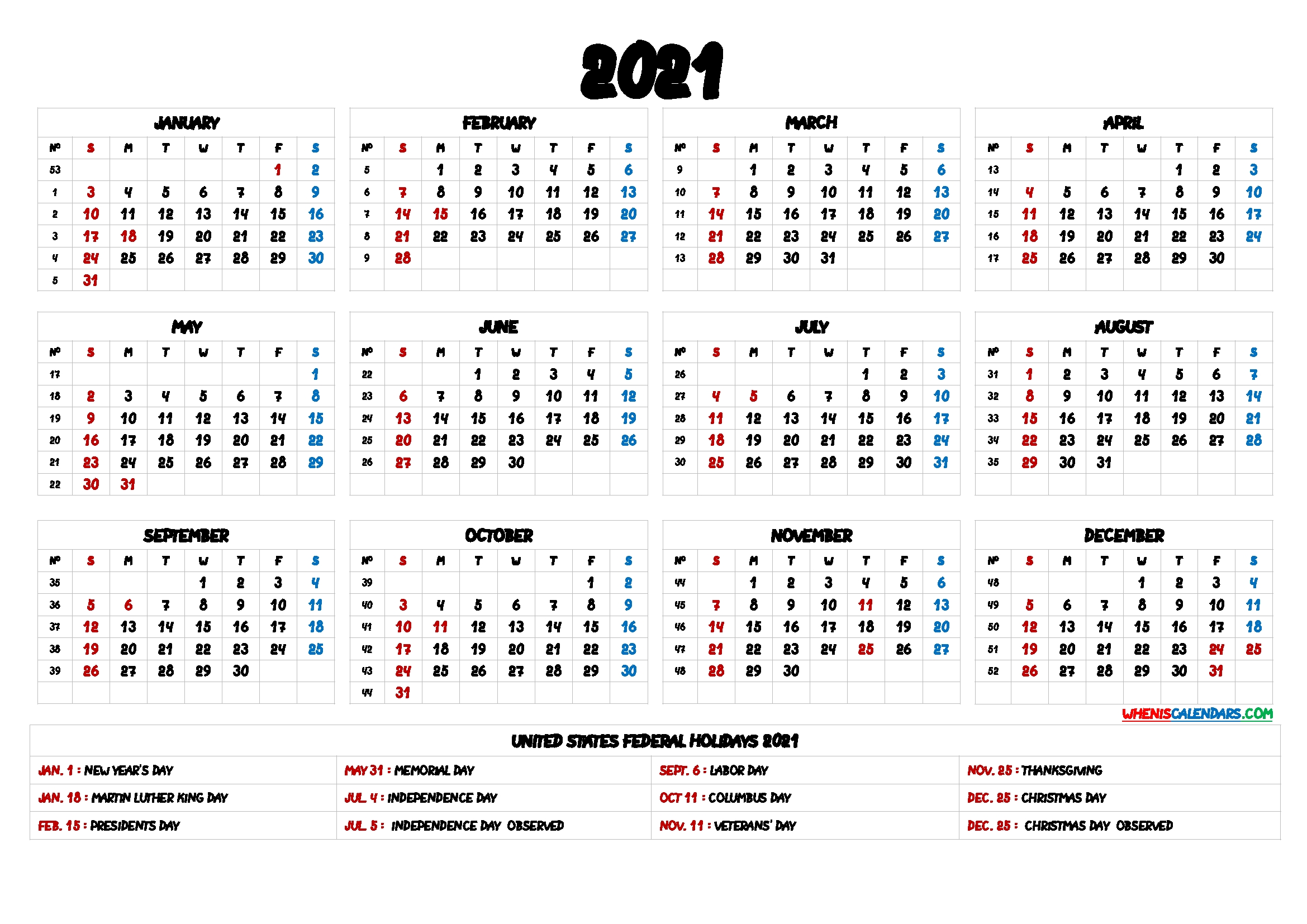 Free Printable Yearly Calendar 2021 And 2022 And Further