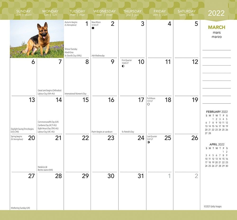 German Shepherds 2022 3.5 X 6.5 Inch Two Year Monthly