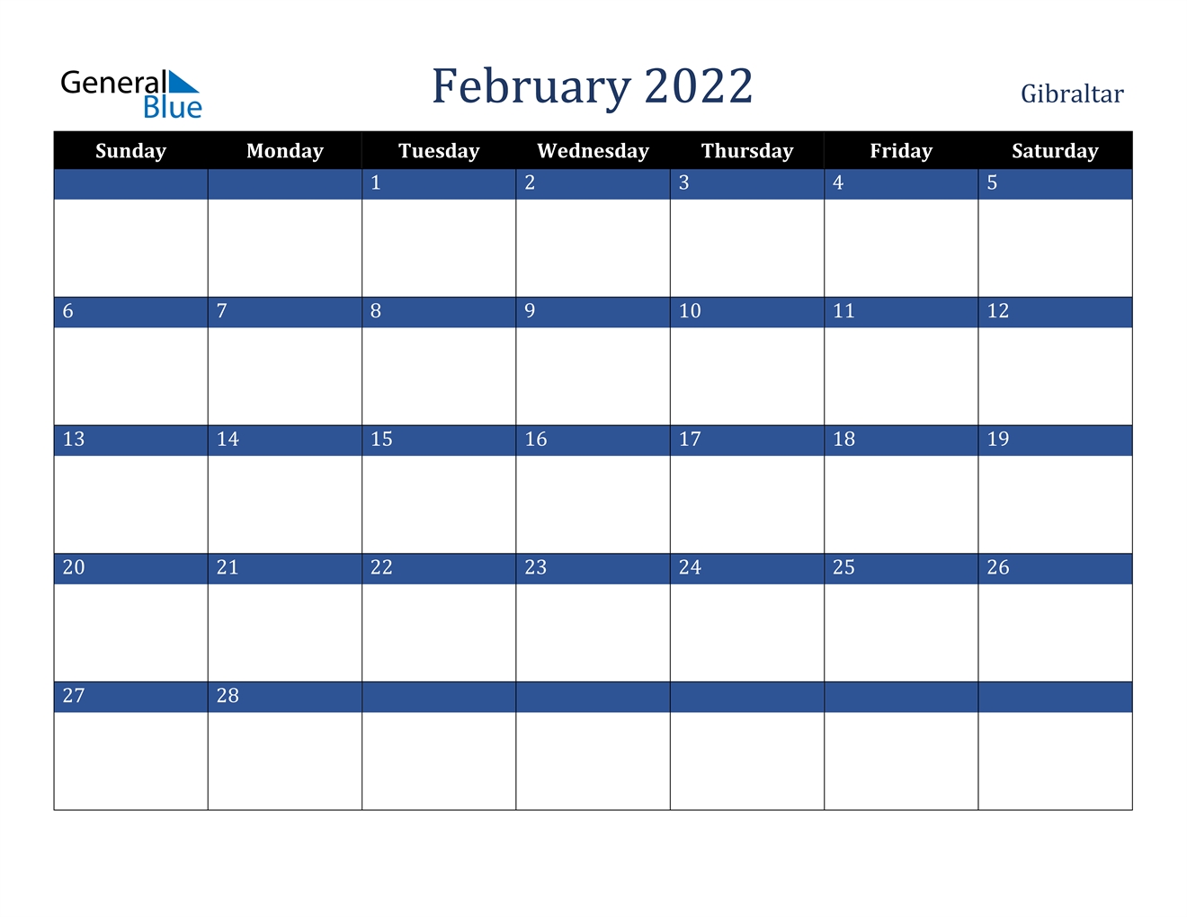 Gibraltar February 2022 Calendar With Holidays