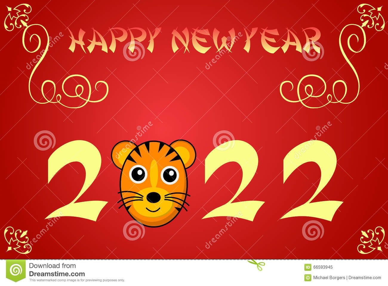 Happy Chinese New Year Card Illustration For 2022 Stock