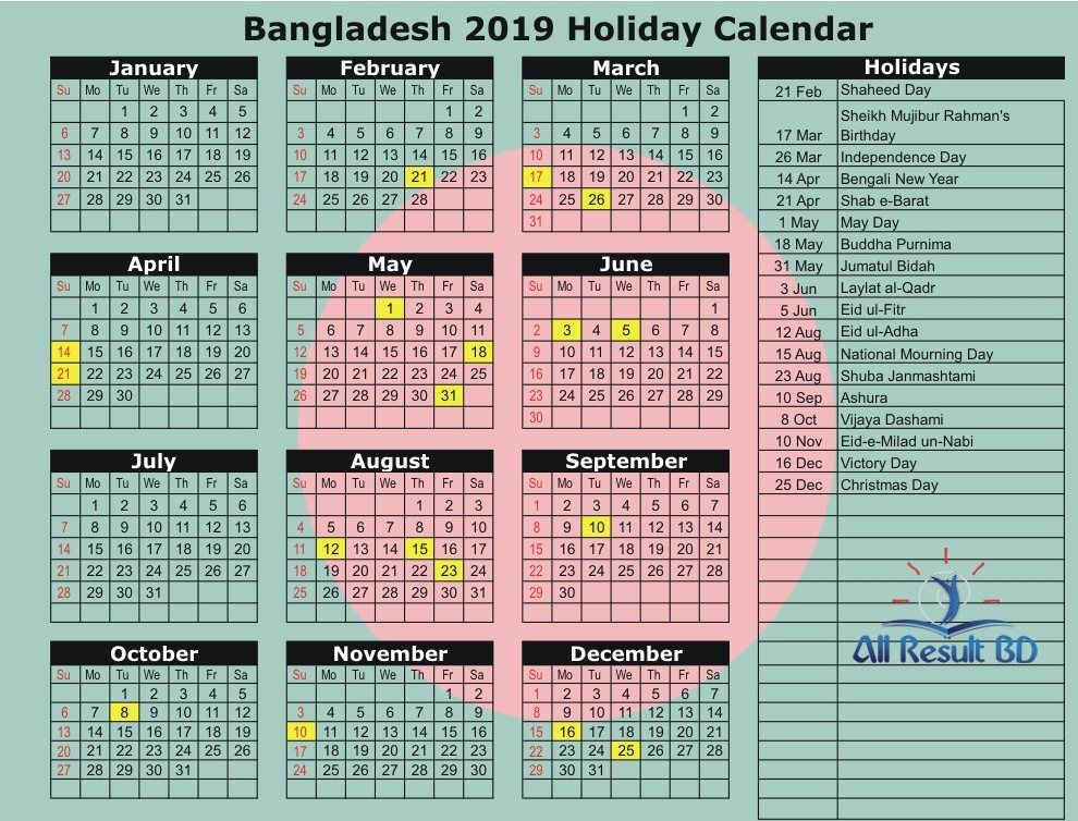Holidays In Order 2019 | Anexa Wild