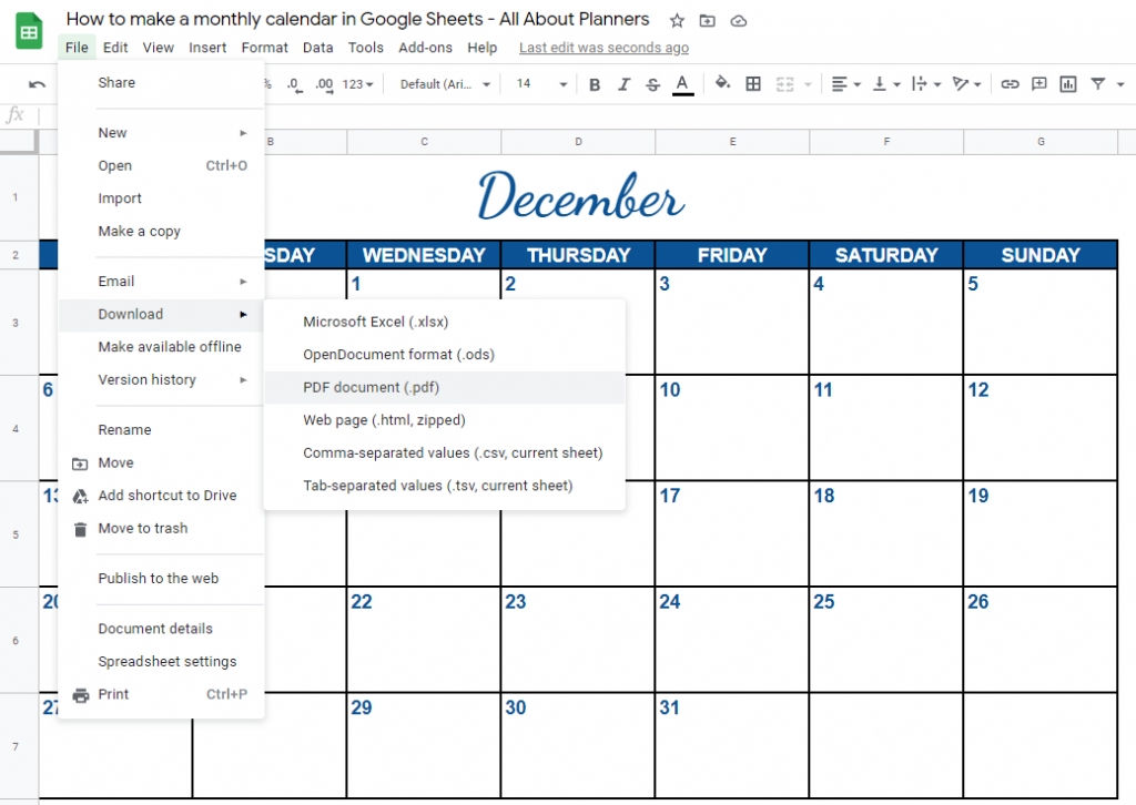 How To Make A Monthly Calendar Printable Using Google