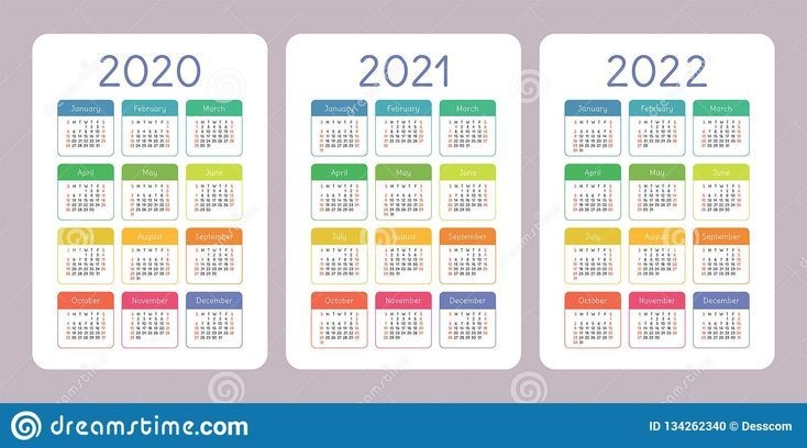 Illustration About Pocket Calendar 2020, 2021 And 2022