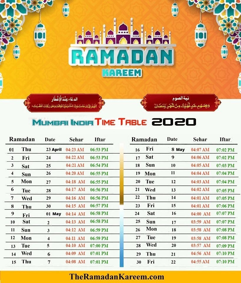 Universal Ramadan Calendar 2022 Bangladesh | Get Your Calendar Printable