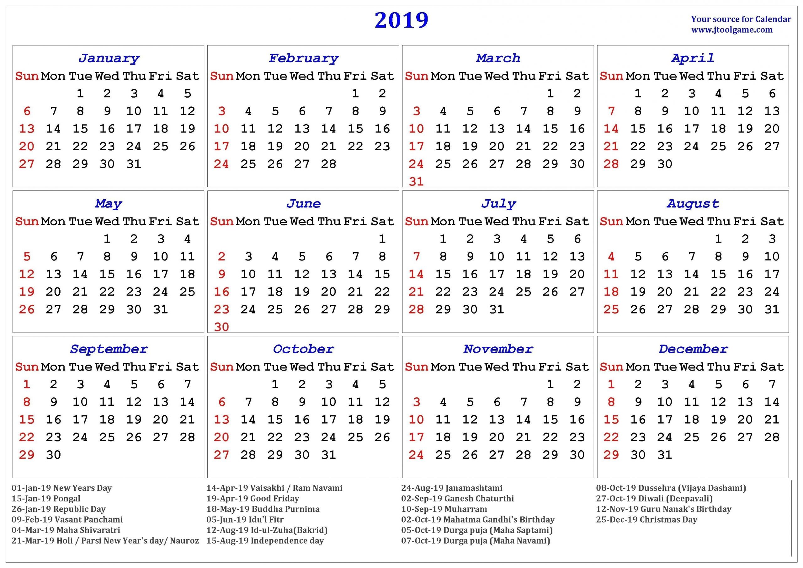 January 2020 Calendar Pongal | Calendar Template Printable