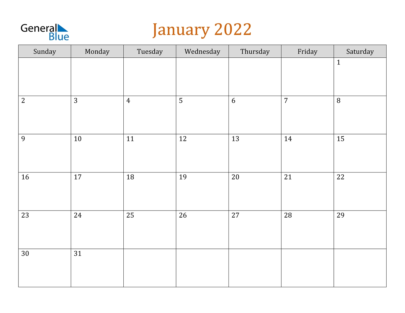 January 2022 Calendar (Pdf Word Excel)