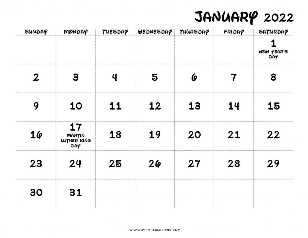 January 2022 Calendar Printable Pdf | Printable Calendar 2021