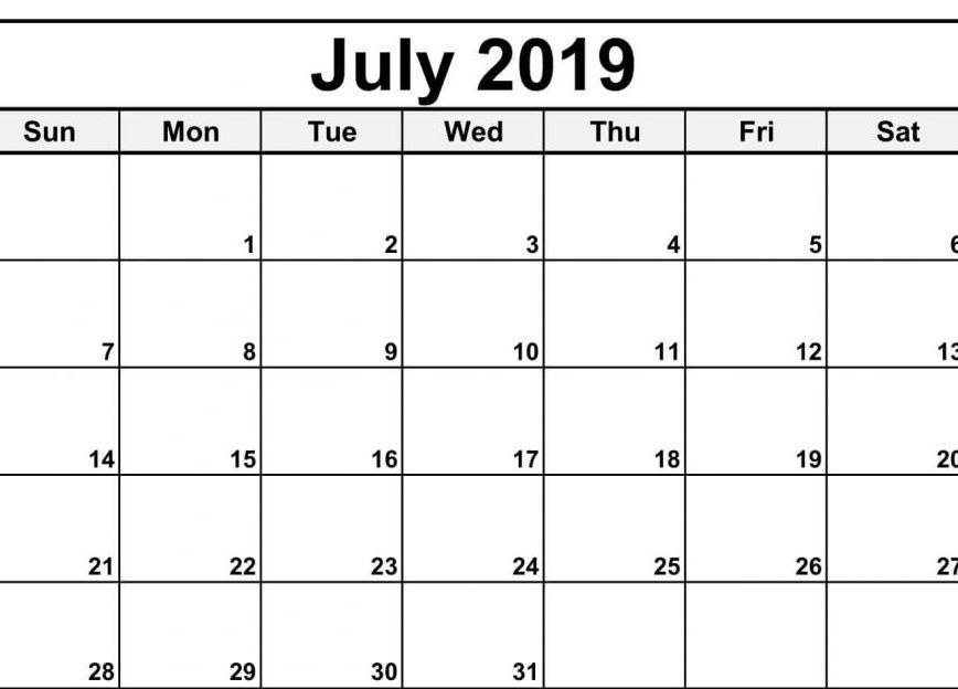 July 2019 Calendar Free Printable Pdf Word Excel Landscape