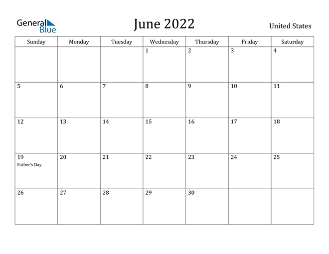 June 2022 Calendar - United States