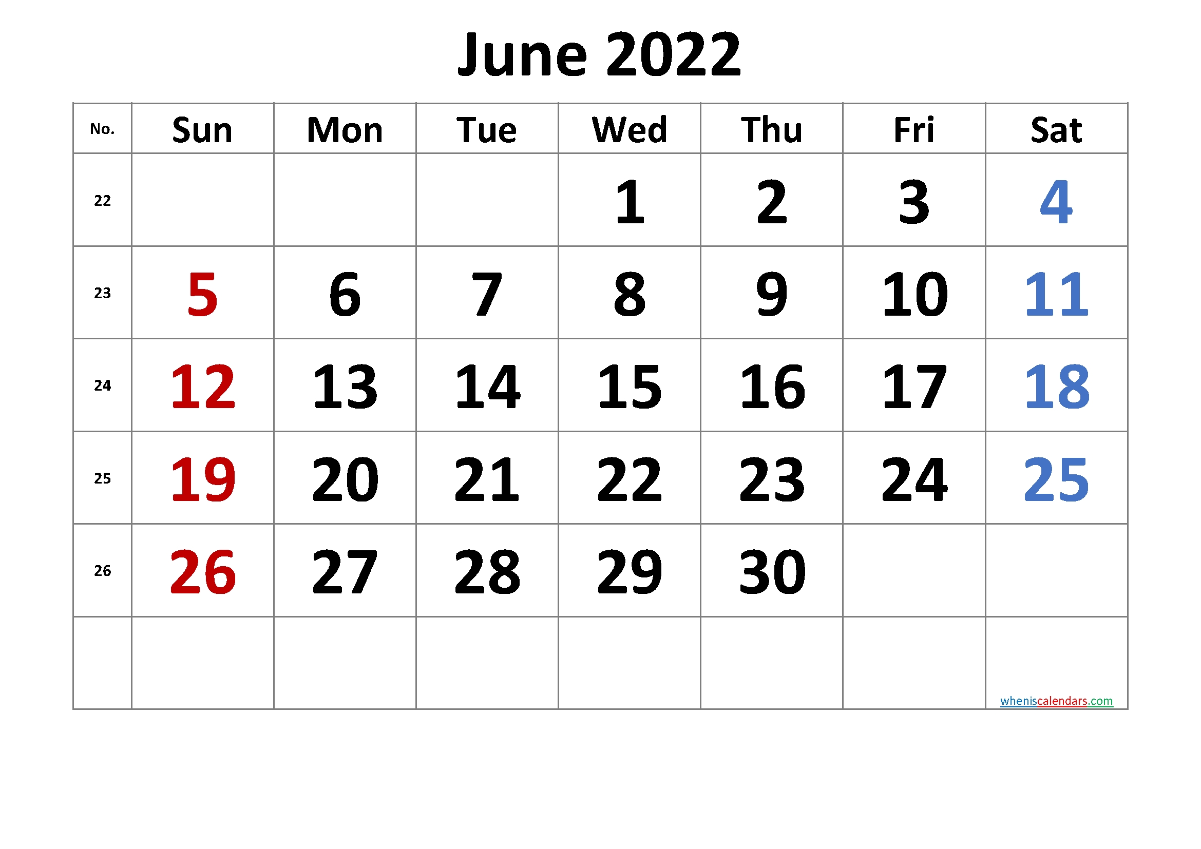 June 2022 Printable Calendar [Free Premium]