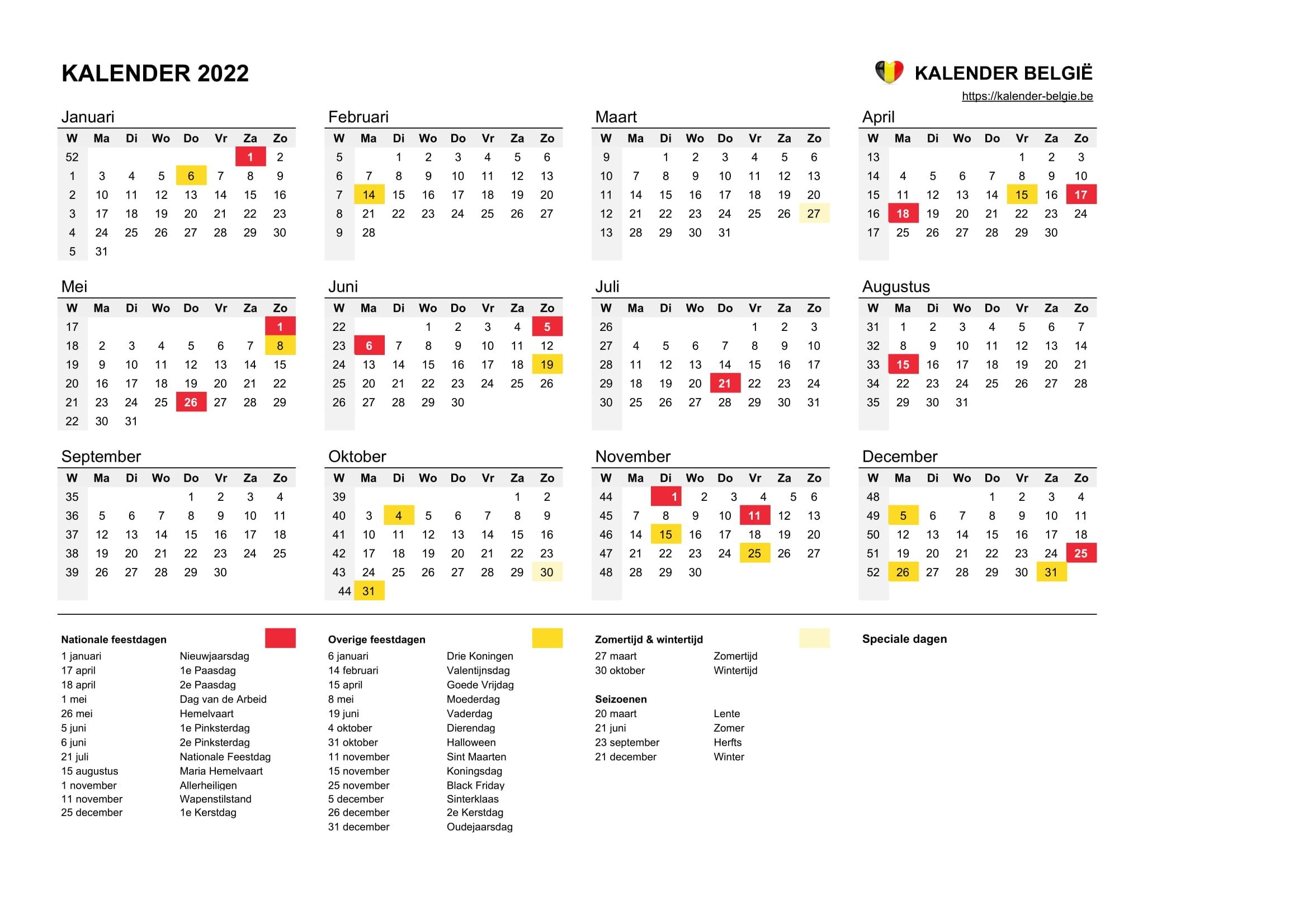 Kalender 2022 • Kalender België