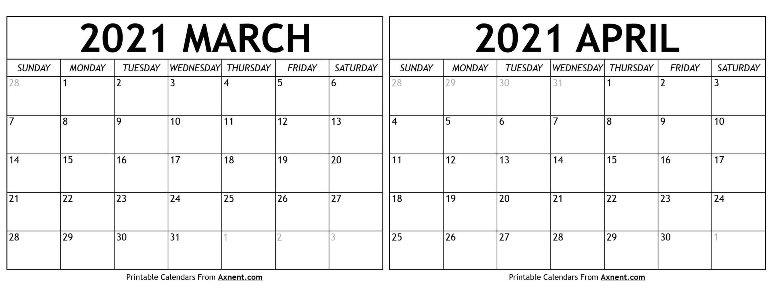 March April 2021 / 2021 March April Calendar Pdf Colorful