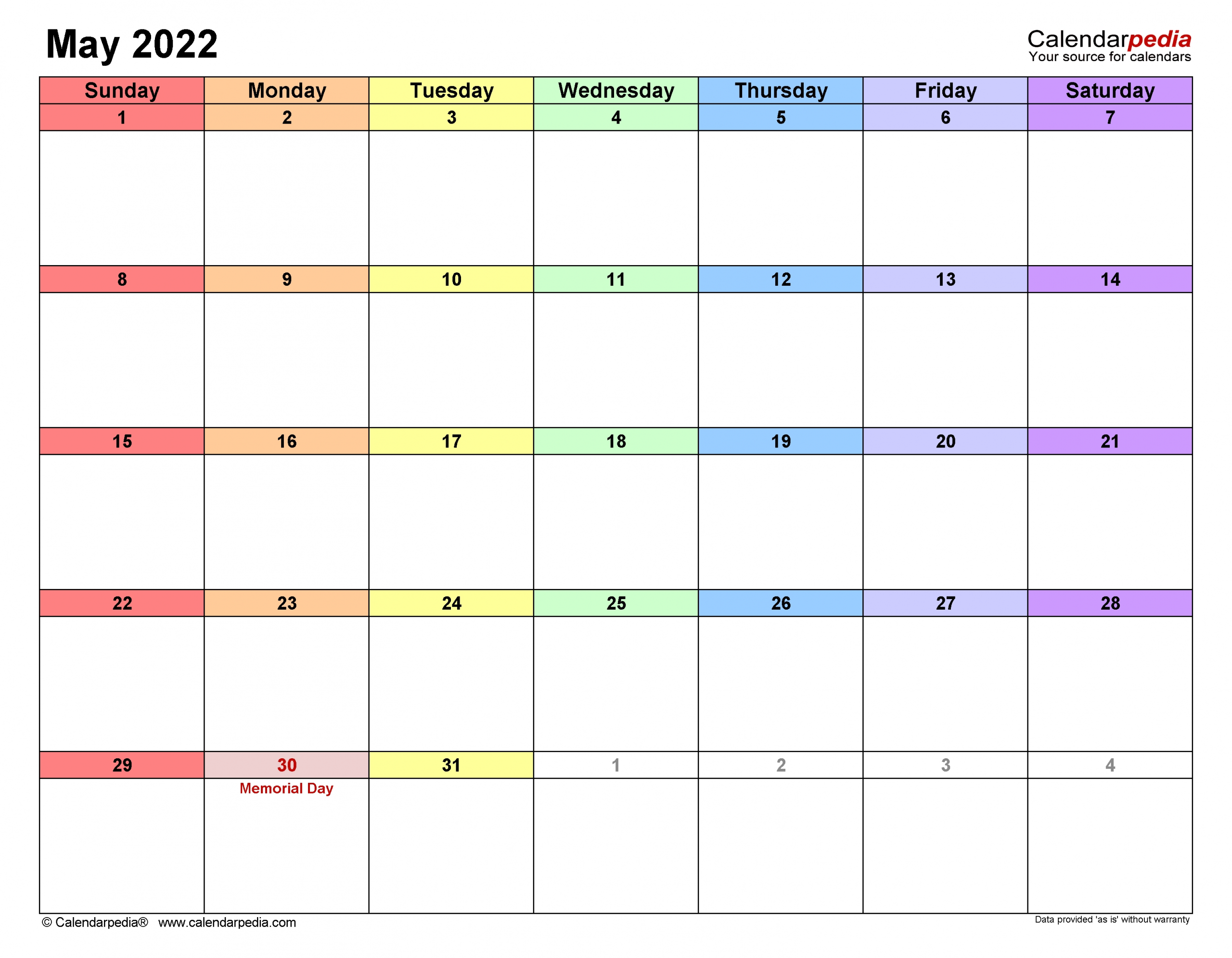 May 2022 - Calendar Templates For Word, Excel And Pdf