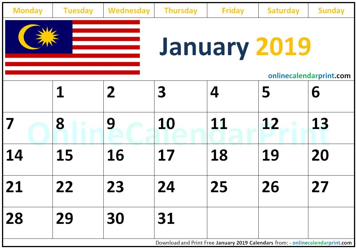 Monthly Calendar 2019 - Free Download Printable Calendar