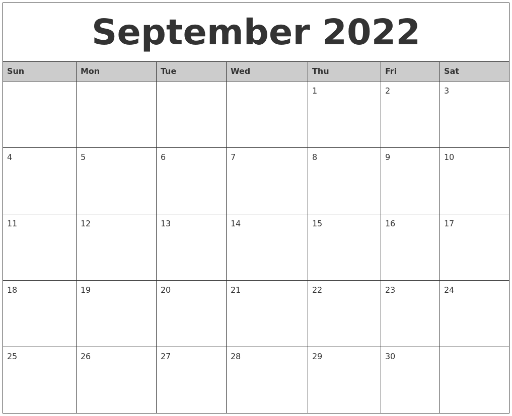 October 2022 Free Calendar Printable