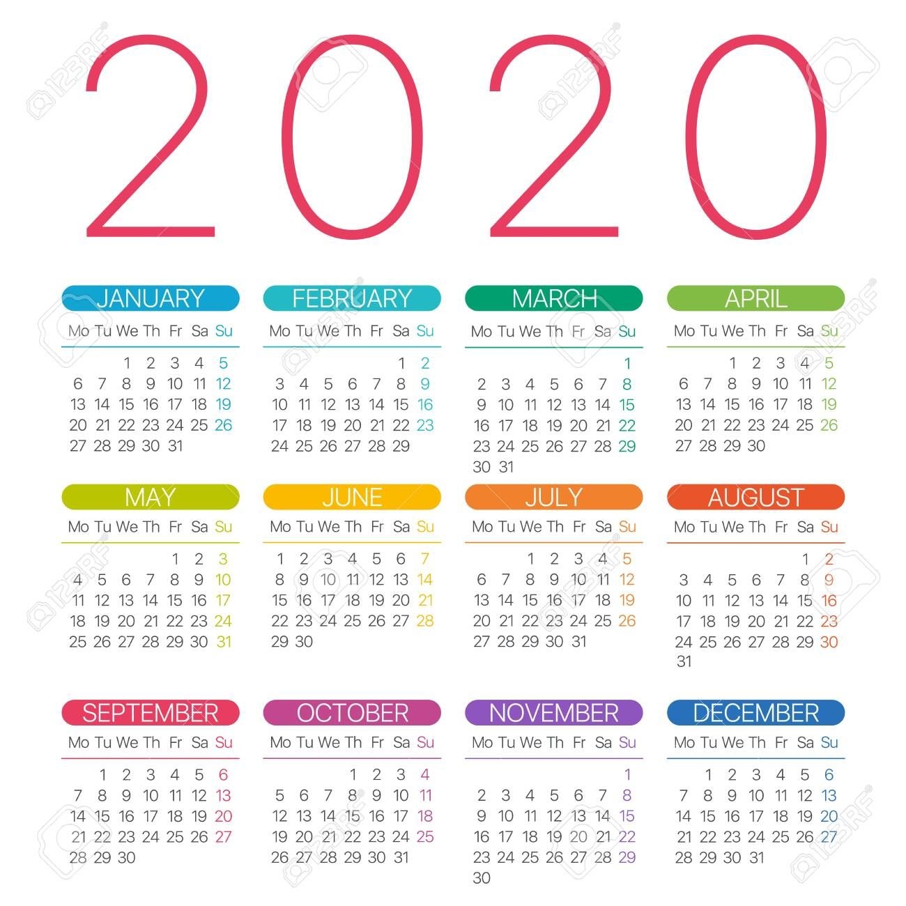 Pick Monday Through Friday 2020 Printable Calendar