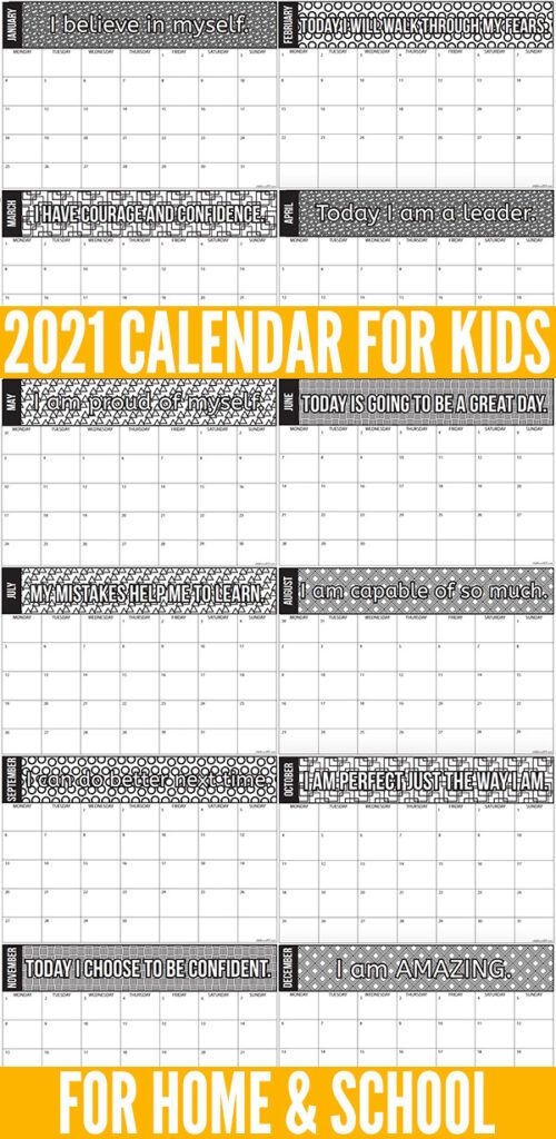 Printable 2021 Kids Calendar. Help Tweens &amp; Teens Get
