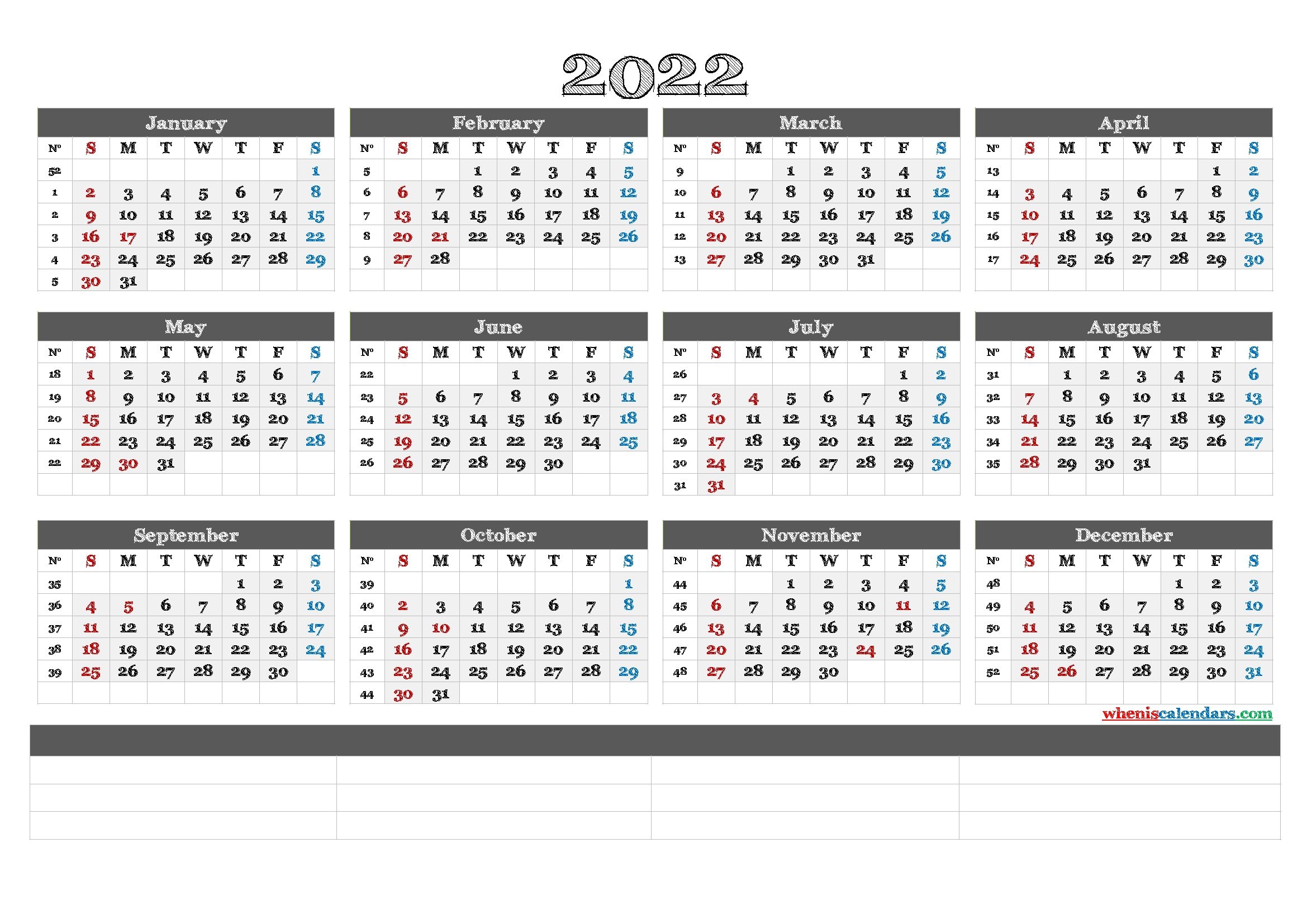 Create Your Yearly Calendar Template 2022