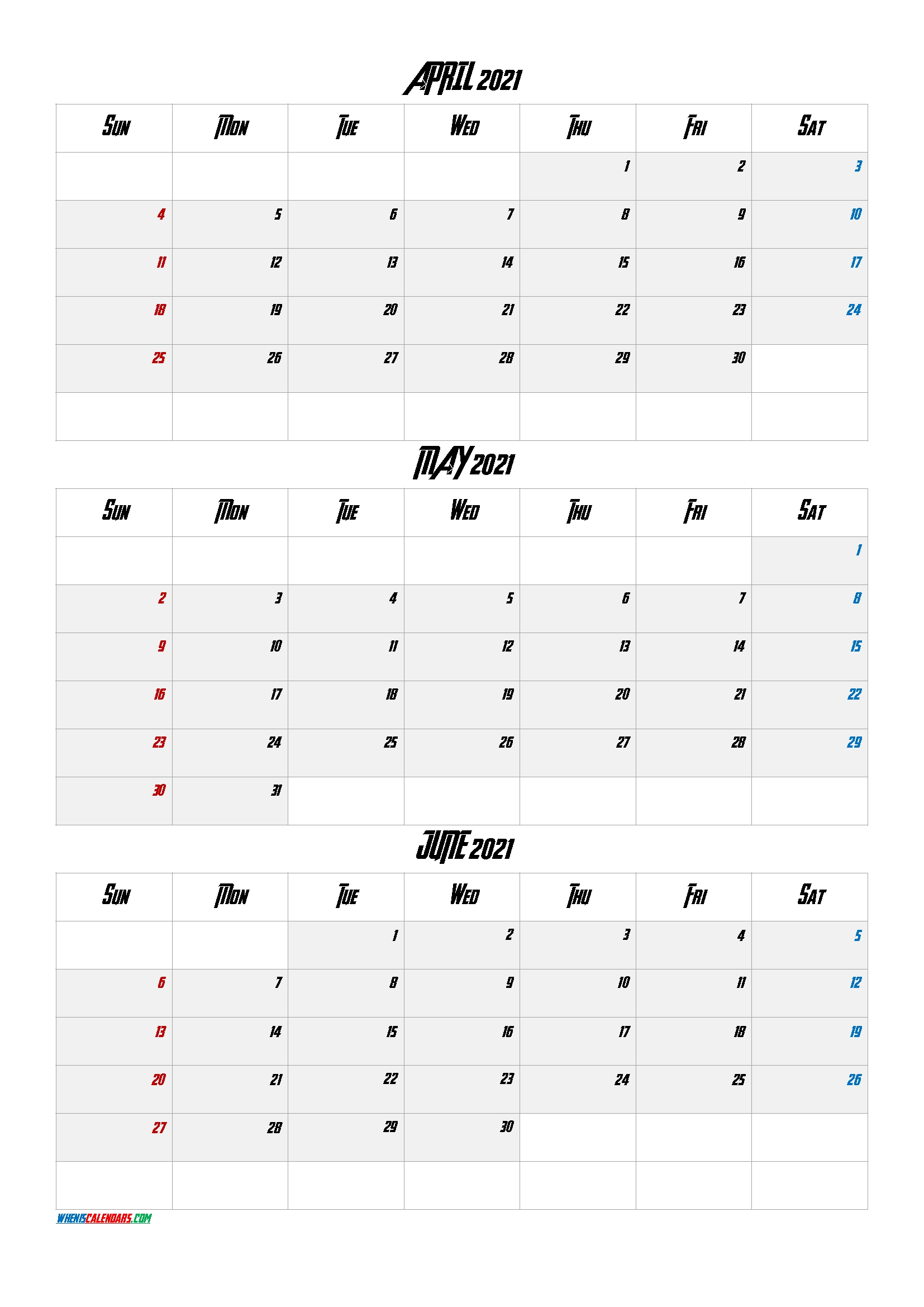 Printable April May June 2021 Calendar-Template Code.aven6