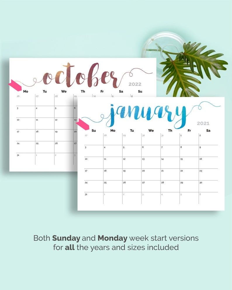 Printable Calendar 2021 Large Wall Calendar 2021-2022