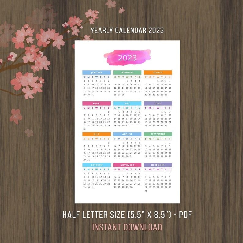 Printable Calendar 2022 2023 Desktop Calendar Yearly Wall