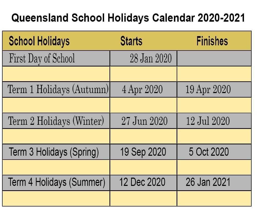 Printable Qld School Holiday Calendar 2021 | Calendar