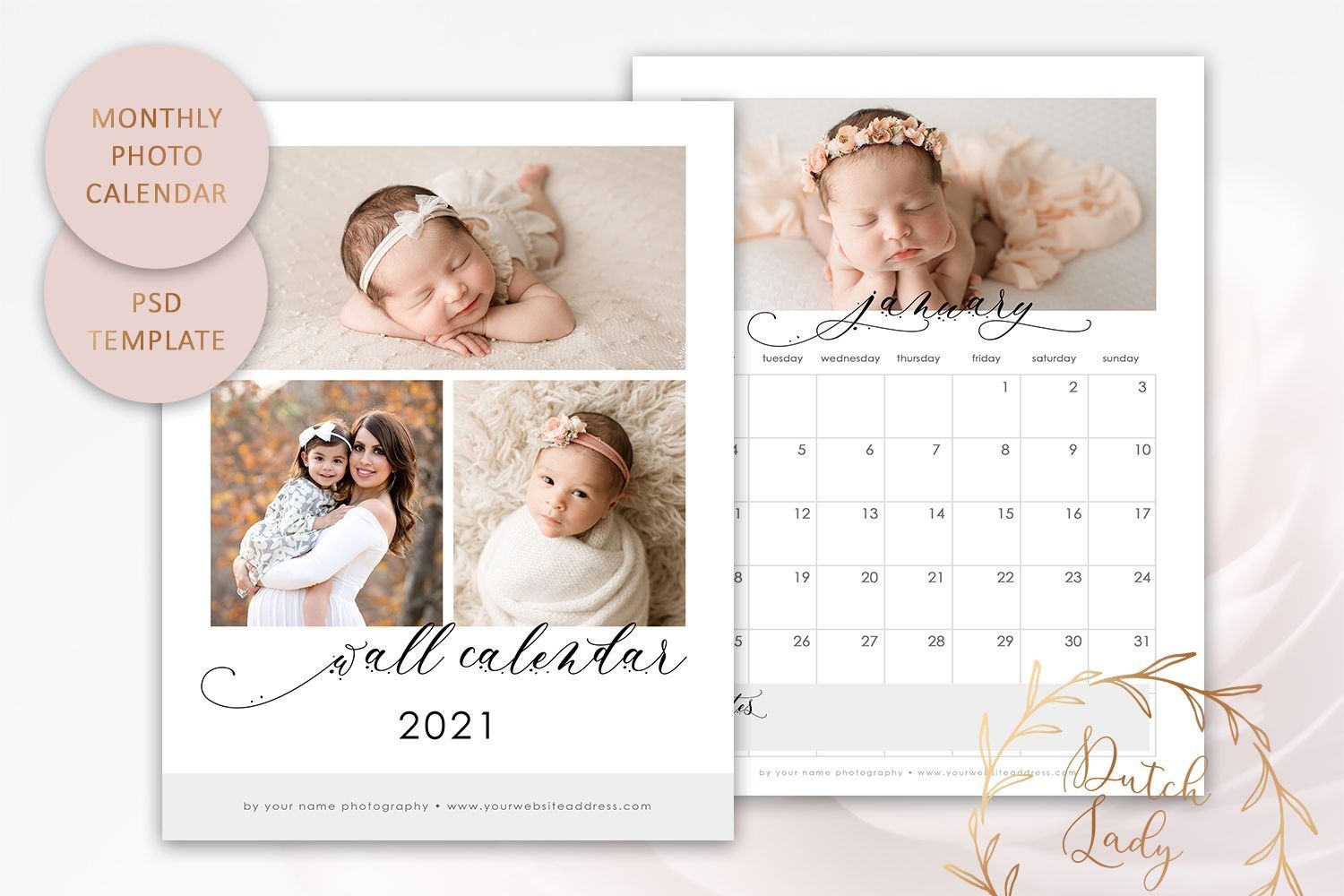 Psd Photo Calendar Template 2021 #1 (Graphic) By