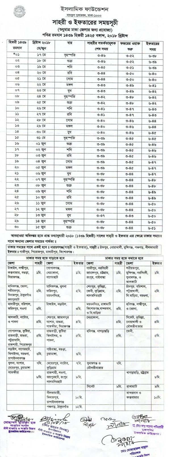 Ramadan Calender 2018 By Islamic Foundation Bangladesh