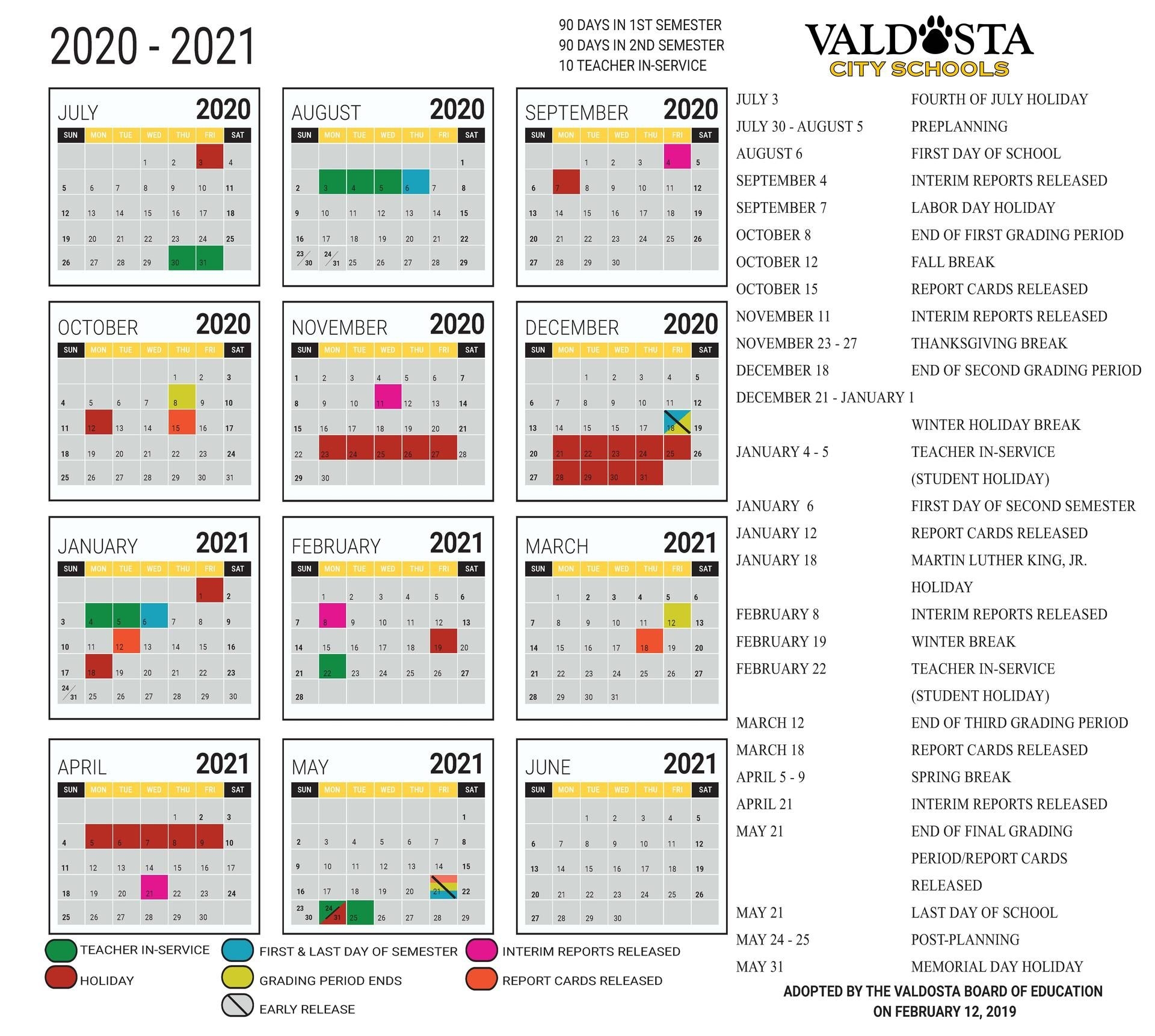 School Calendar 2021 | 2020Calendartemplates