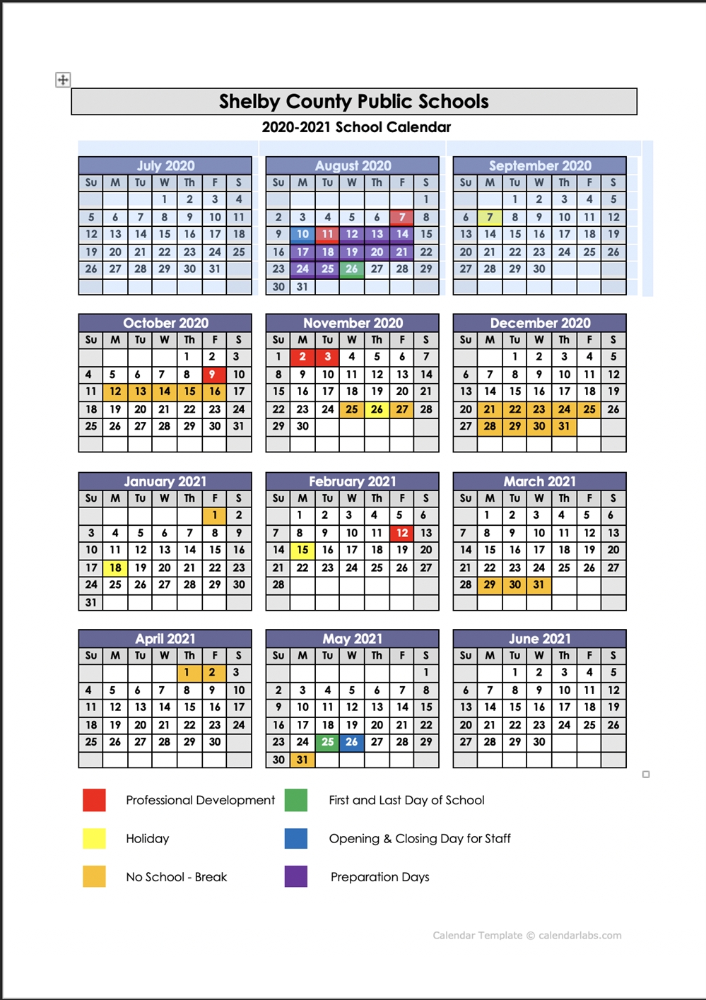 School Year Calendars / 2020 - 2021 School Calendar
