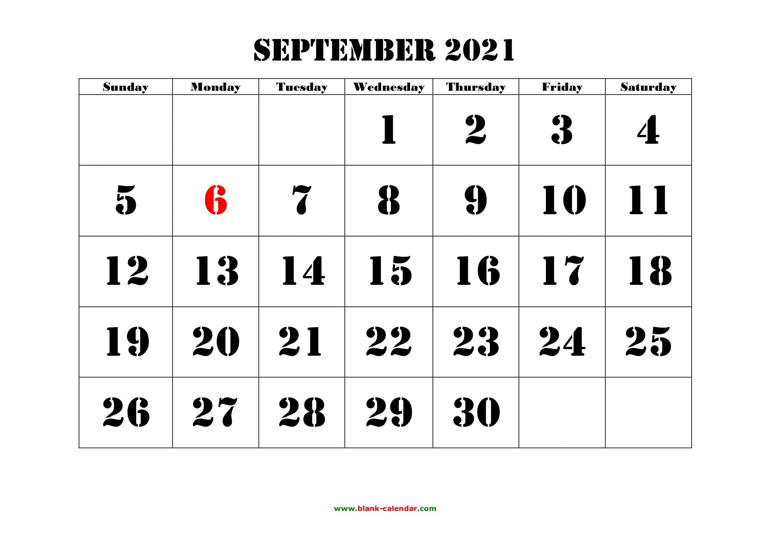 September 2021 Calendar With Holidays