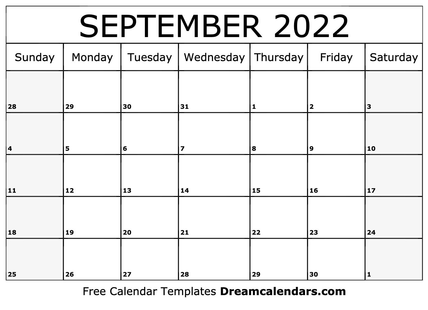 September 2022 Calendar | Free Blank Printable Templates