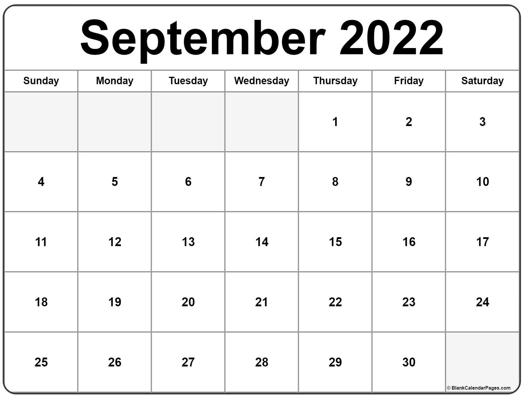 September 2022 Calendar | Free Printable Calendar Templates