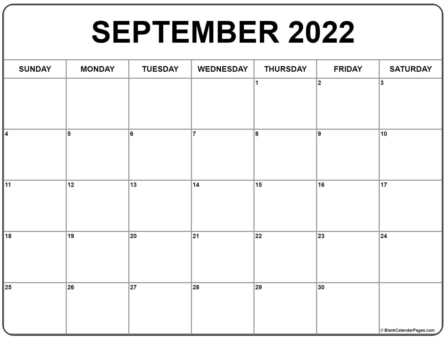 September 2022 Calendar | Free Printable Calendar Templates