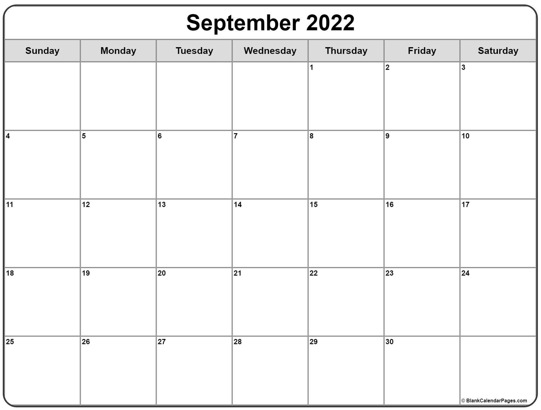 September 2022 Calendar | Free Printable Calendar Templates