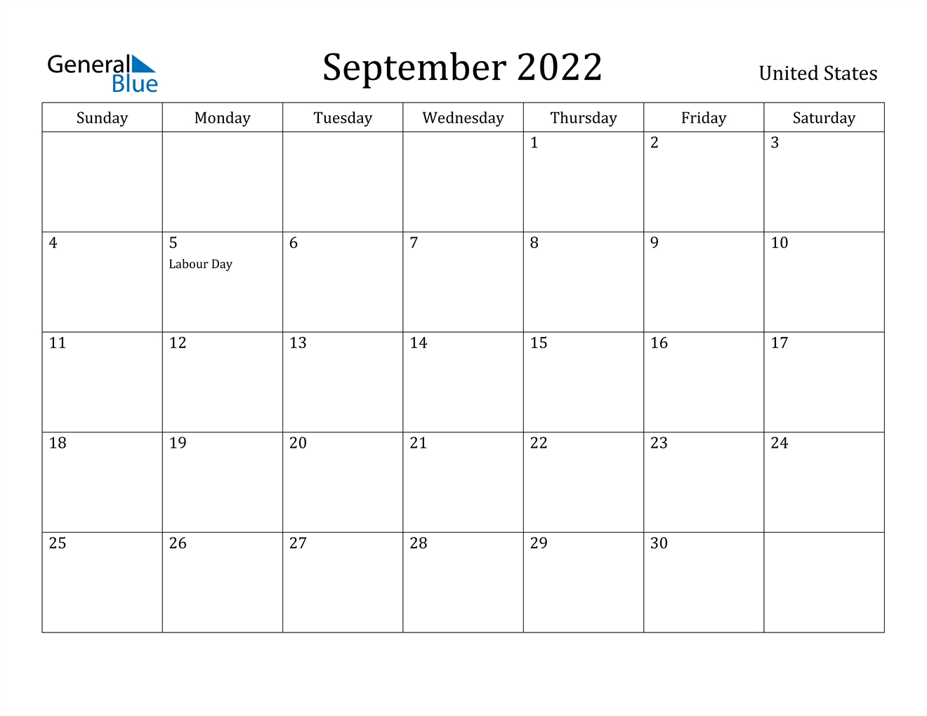 September 2022 Calendar - United States