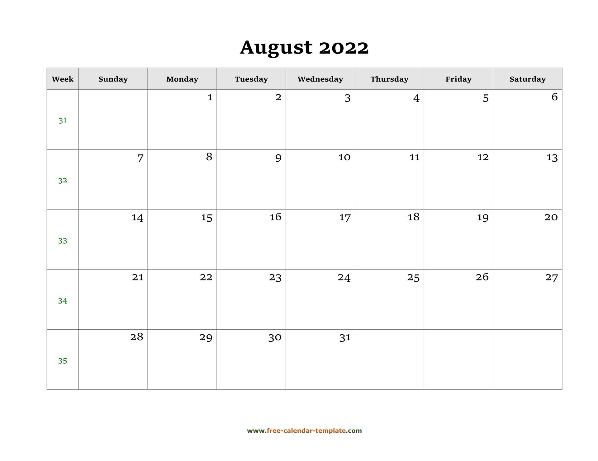 Best Calendar For August And September 2022