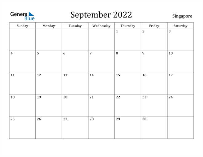 Singapore September 2022 Calendar With Holidays