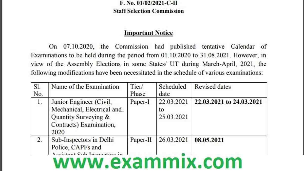 Ssc 2021 Exam Date (Calendar) Pdf - Chsl, Je, Cpo, Steno