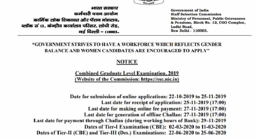 Ssc Cgl 2019 Notification Pdf Download - Ssc Notes Pdf